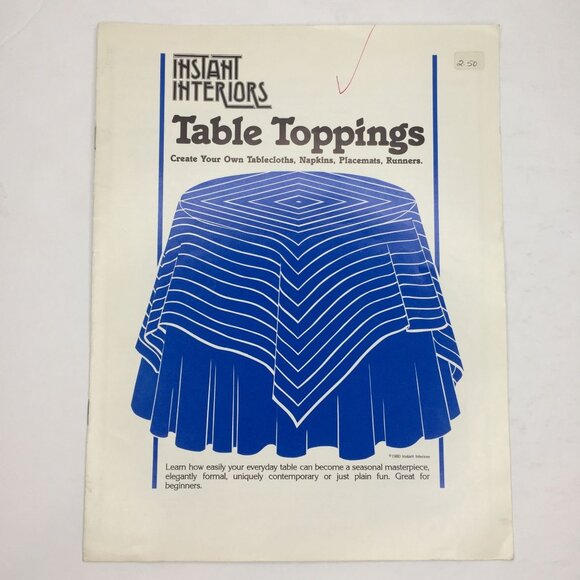 Vintage 1980 Instant Interiors Table Toppings Pattern Book Runners Cloth Napkins - Picture 1 of 5